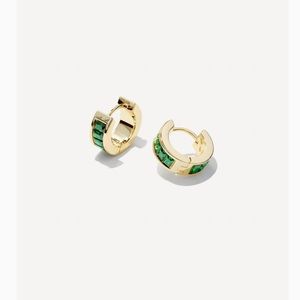 Kendra Scott Jack Gold Huggie Earrings in Green Crystal